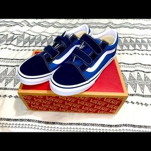 Blue and white velcro strap kids vans